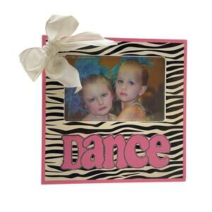 Dance Picture Frame Little Girl’s Gymnastics Zebra Stripe Pink Lettering
